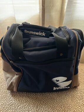 Navy and Tan Bowling Bag
